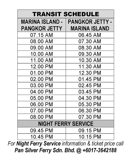 Ferry Schedule Pangkor Island Malaysia